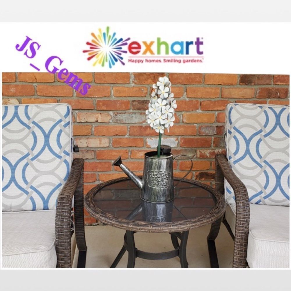 New Solar White Floral Watering Can Statue